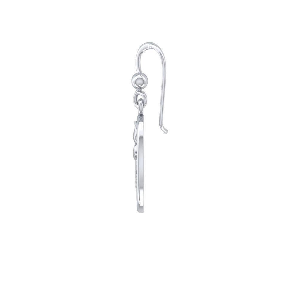 Sterling Silver Oval Whale Tail Earrings with Celtic Wave TER1728