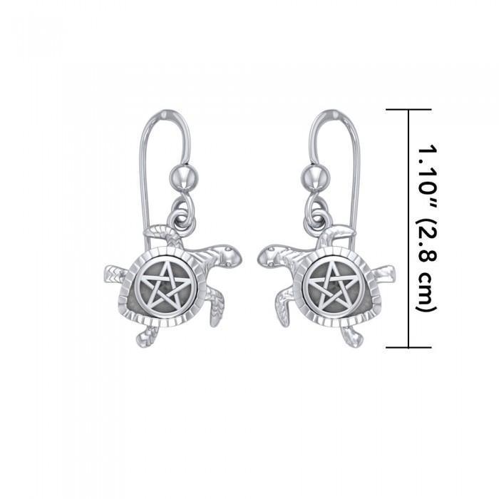 Sea Turtle with Pentacle Silver Earrings TER1735