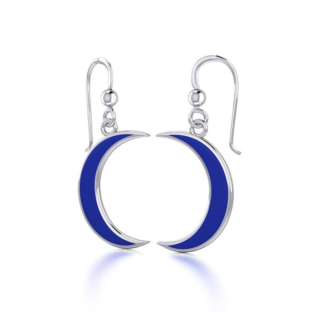 Wish Upon the Enchanting Silver Crescent Moon with Inlaid Earrings TER1743