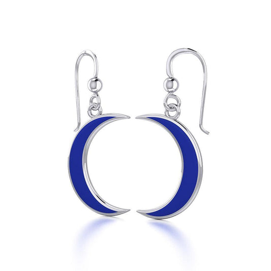 Wish Upon the Enchanting Silver Crescent Moon with Inlaid Earrings TER1743