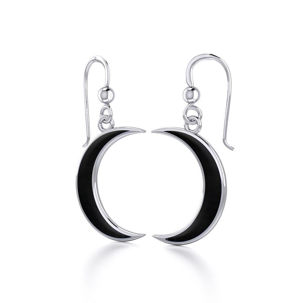 Wish Upon the Enchanting Silver Crescent Moon with Inlaid Earrings TER1743