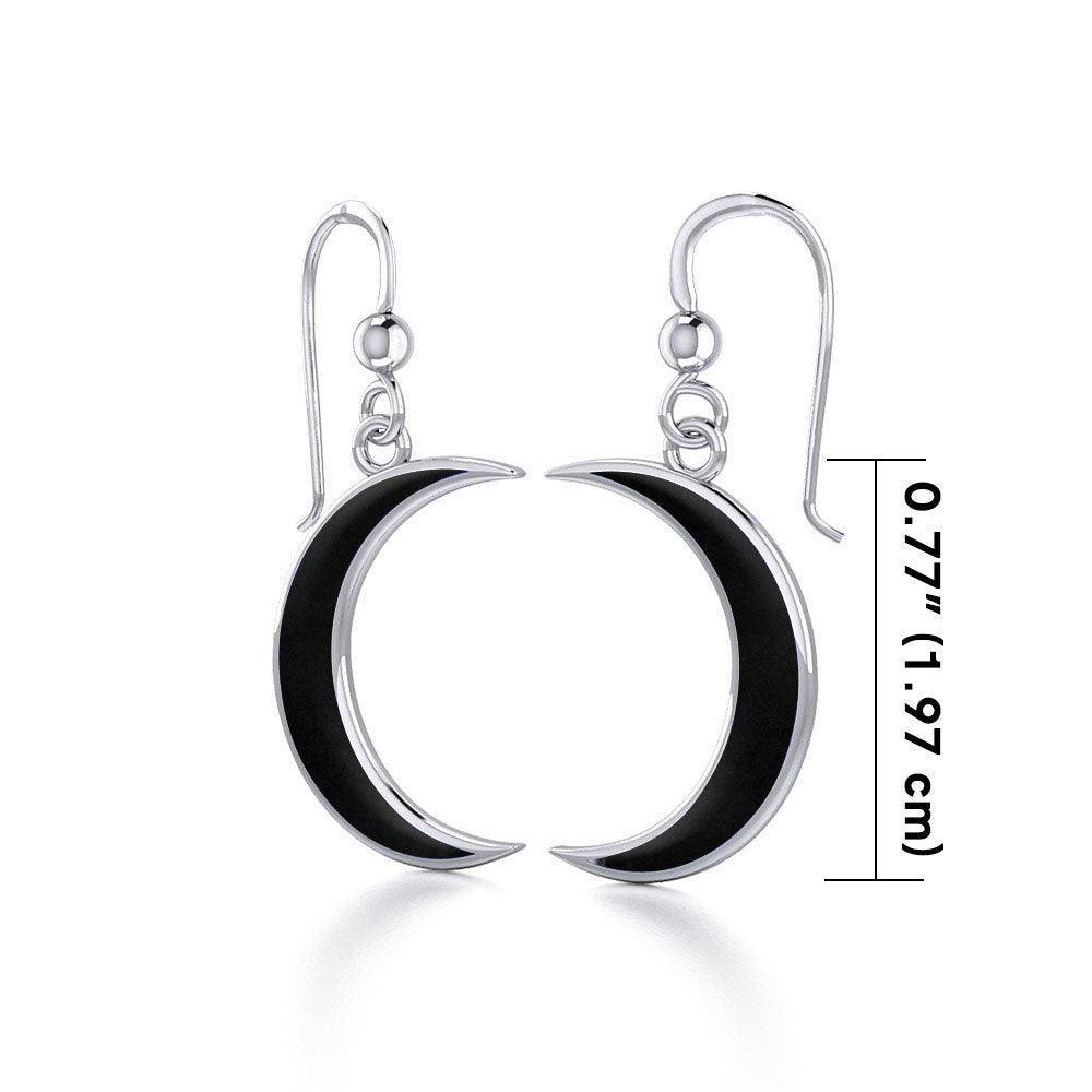 Wish Upon the Enchanting Silver Crescent Moon with Inlaid Earrings TER1743
