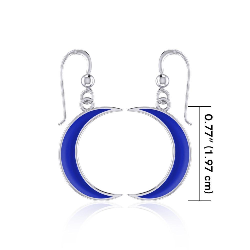 Wish Upon the Enchanting Silver Crescent Moon with Inlaid Earrings TER1743