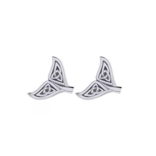Celtic Whale Tail Silver Post Earrings TER1749 - peterstone.dropshipping