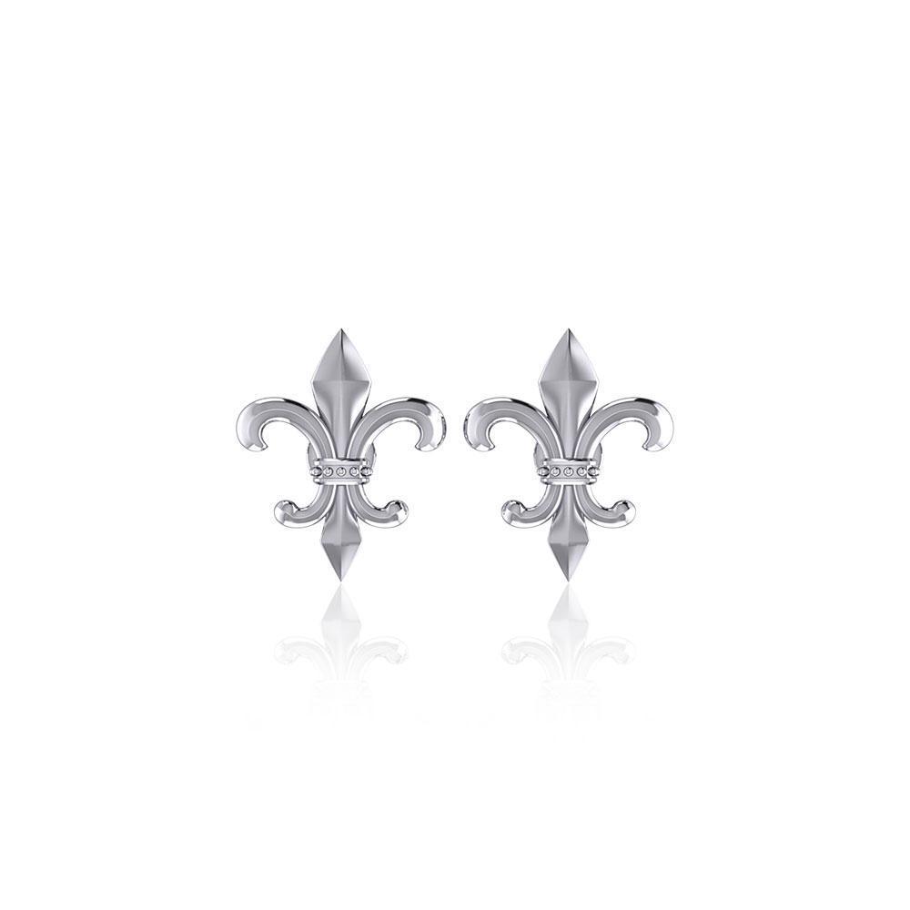 Fleur De Lis Silver Post Earrings TER1754
