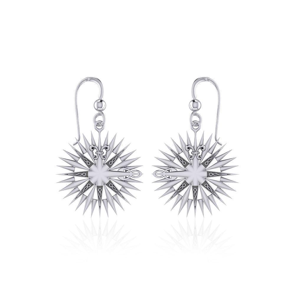 Wonderful Celtic Compass Rose Silver Earrings TER1765