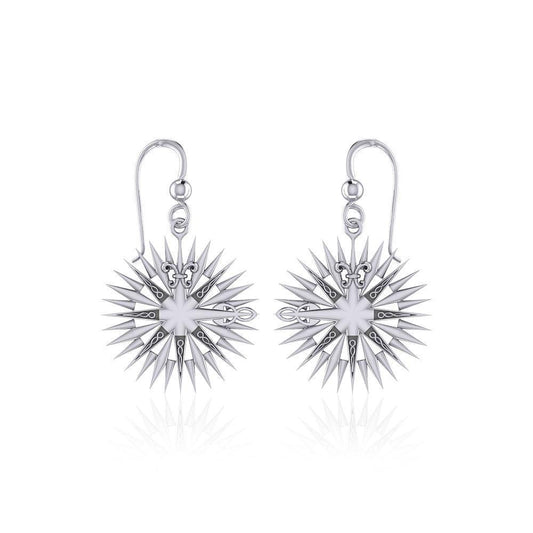 Wonderful Celtic Compass Rose Silver Earrings TER1765