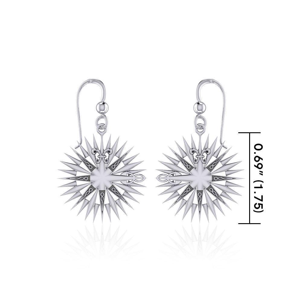 Wonderful Celtic Compass Rose Silver Earrings TER1765
