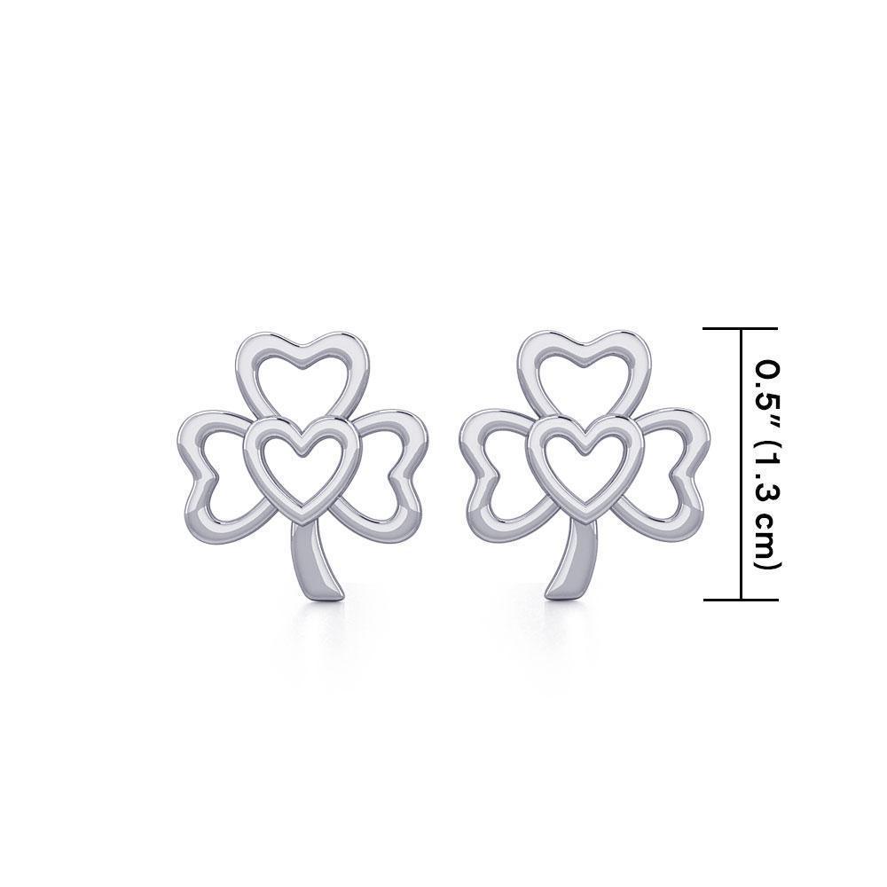 The Heart in Shamrock Silver Post Earrings TER1778