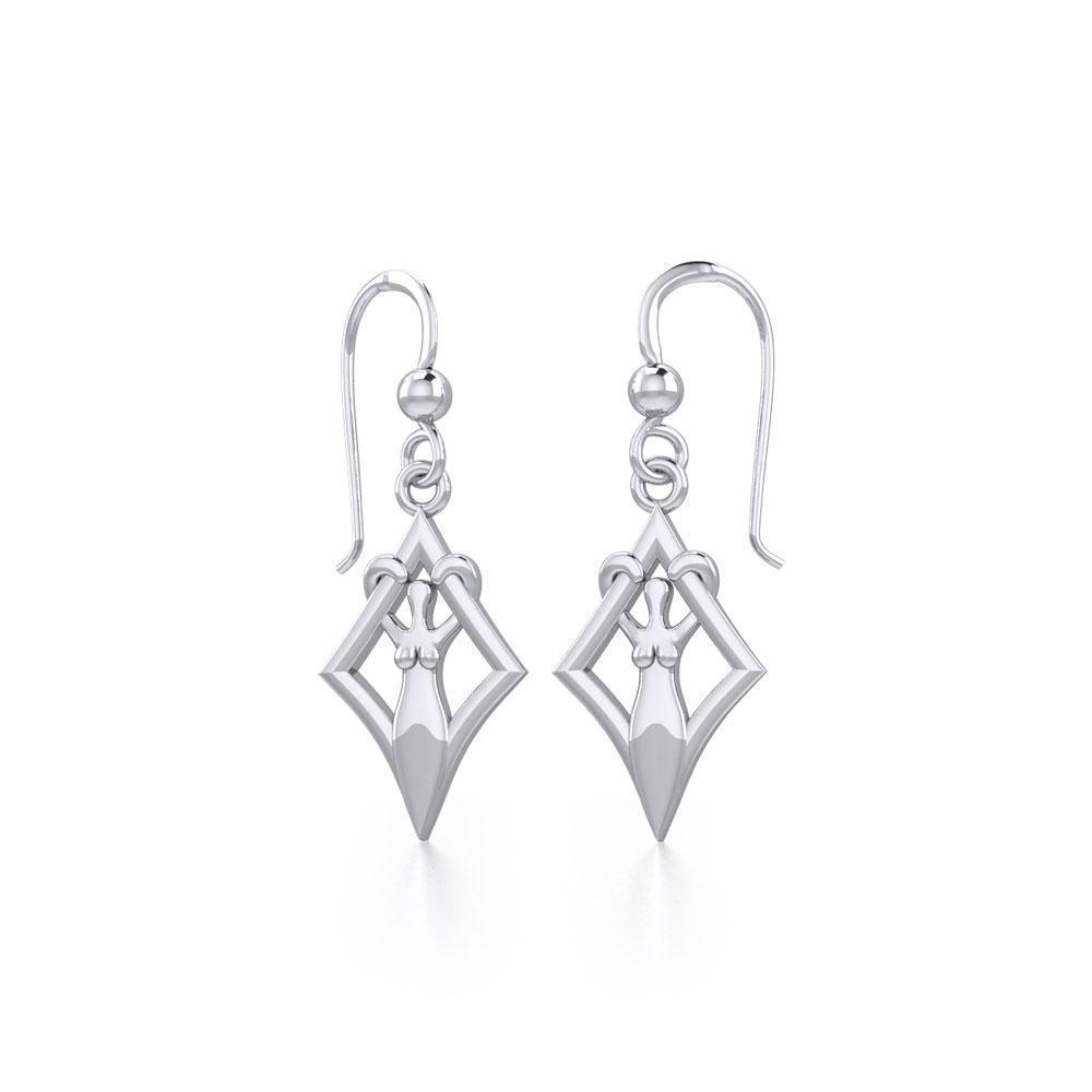 Goddess in Diamond Frame Silver Earrings TER1787