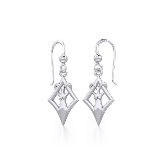 Goddess in Diamond Frame Silver Earrings TER1787