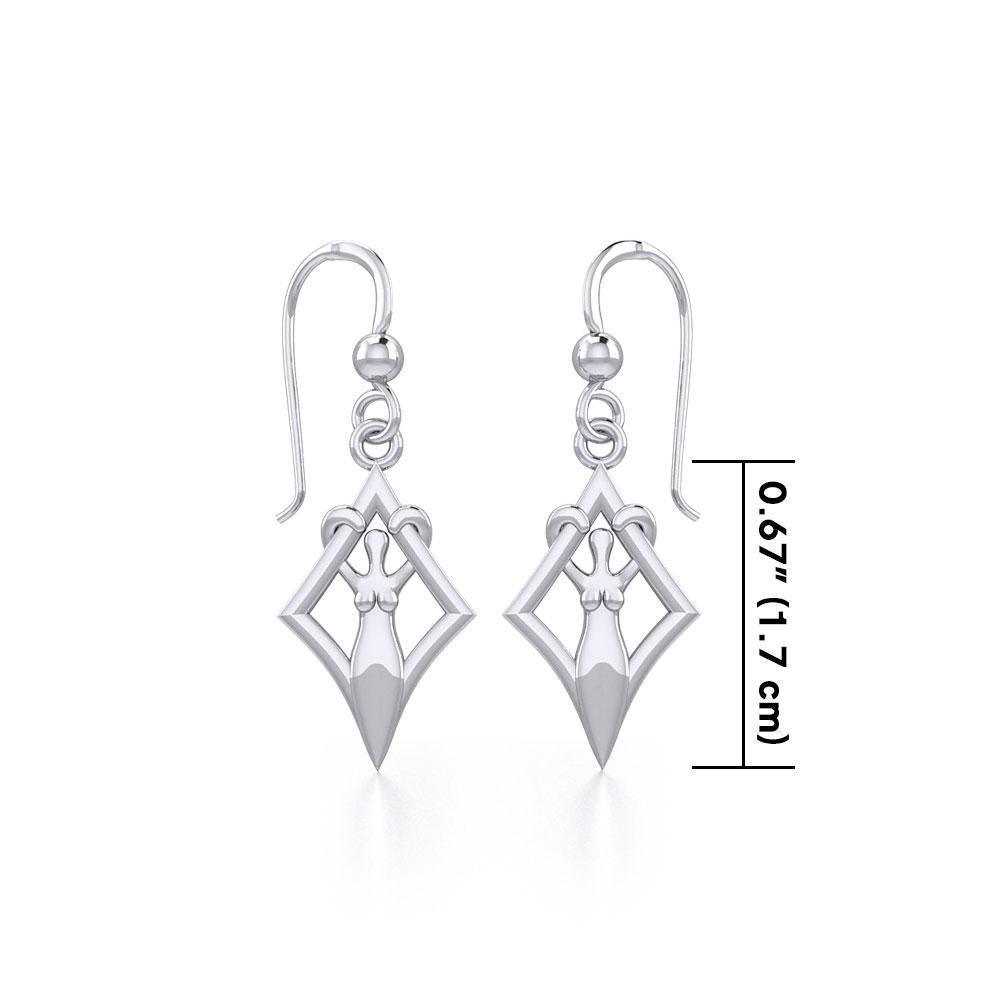 Goddess in Diamond Frame Silver Earrings TER1787