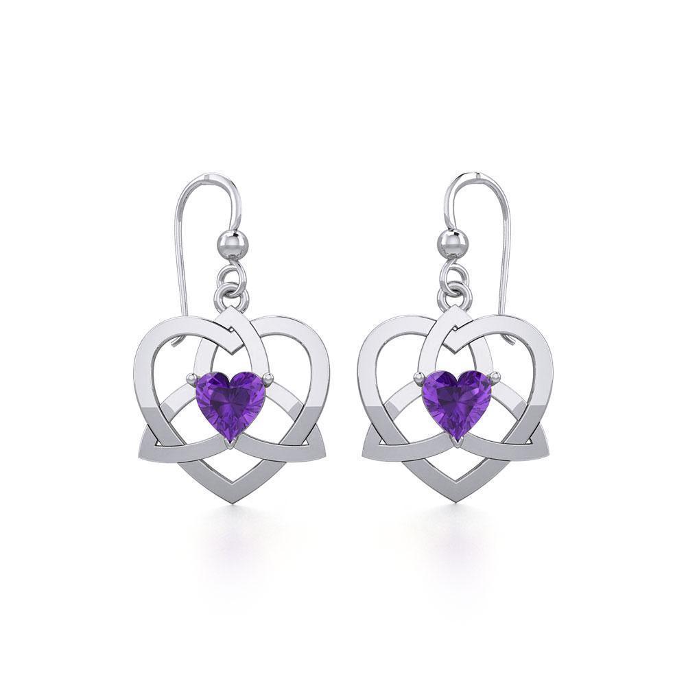 The Celtic Trinity Heart Silver Earrings with Gemstone TER1788