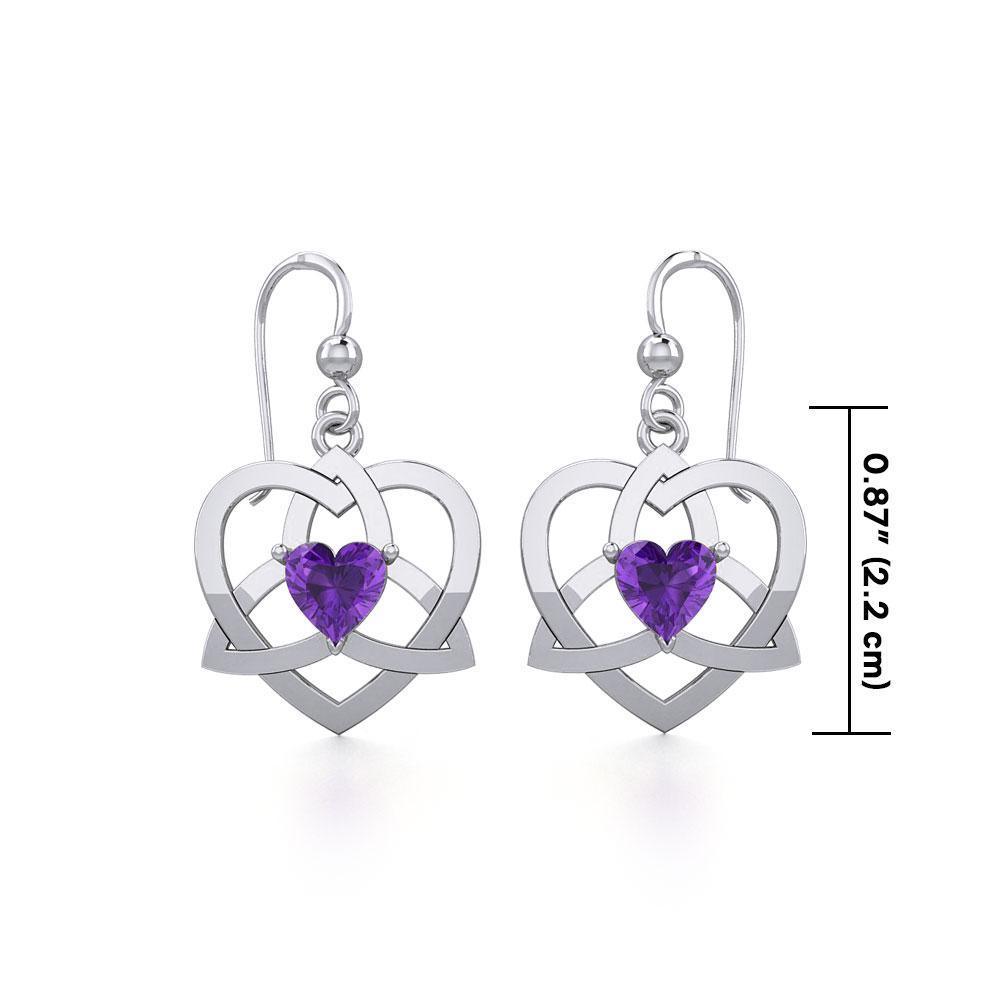 The Celtic Trinity Heart Silver Earrings with Gemstone TER1788