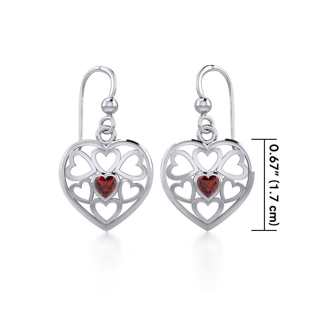 Hearts in Heart Silver Earrings with Gemstone TER1792