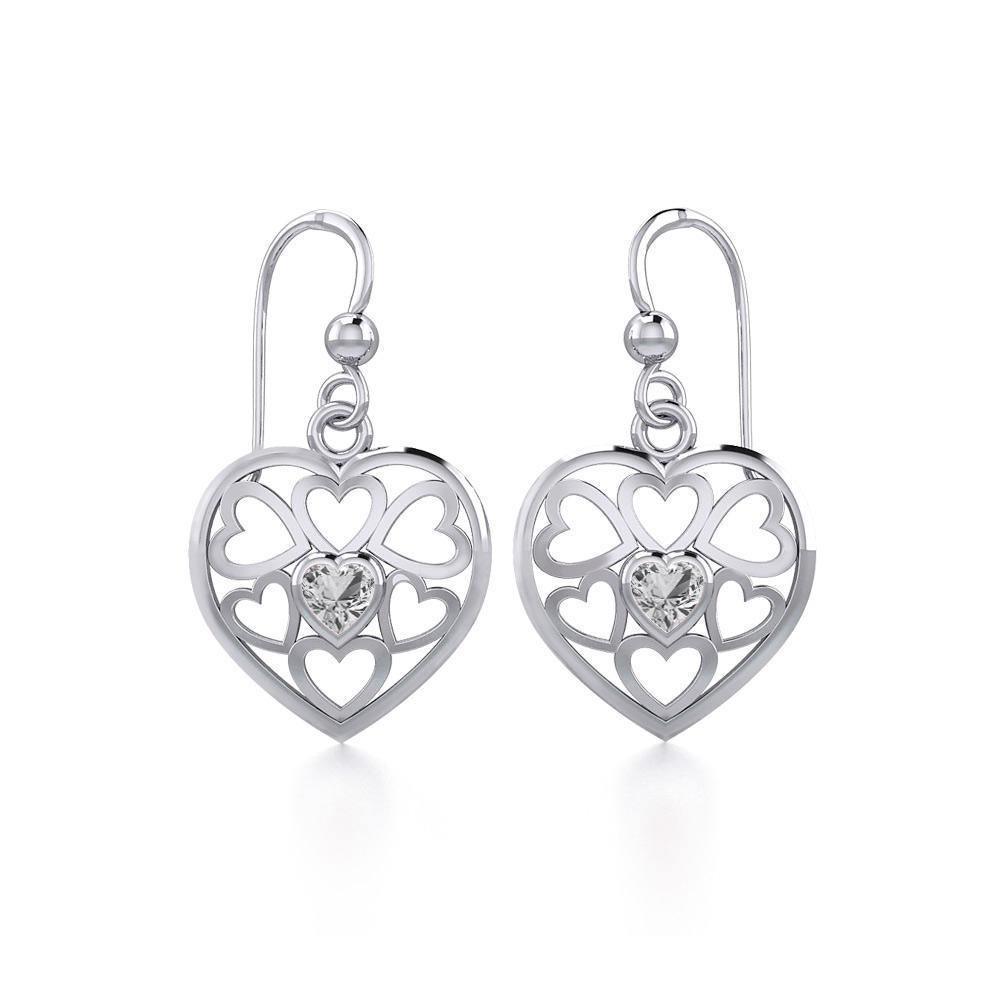 Hearts in Heart Silver Earrings with Gemstone TER1792