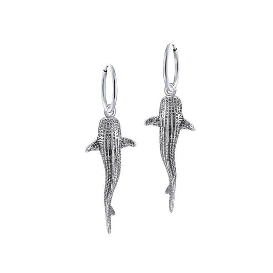 Small Whale Shark Silver Hoop Earrings TER1799