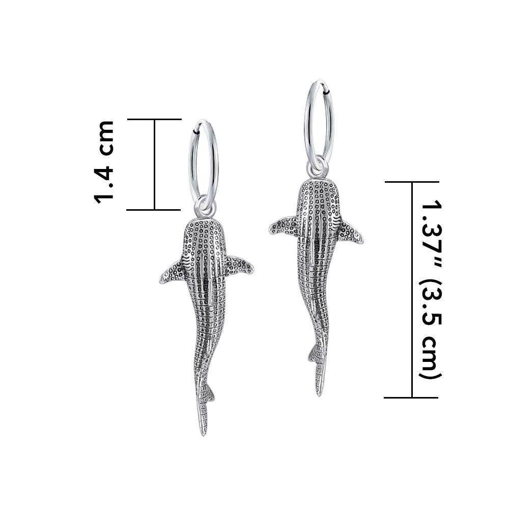 Small Whale Shark Silver Hoop Earrings TER1799