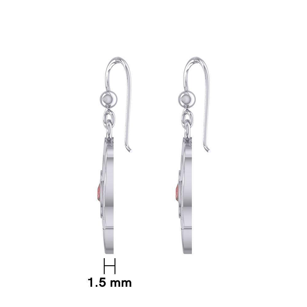 Silver Celtic Trinity Heart Earrings with Inlaid Recovery Symbol TER1802