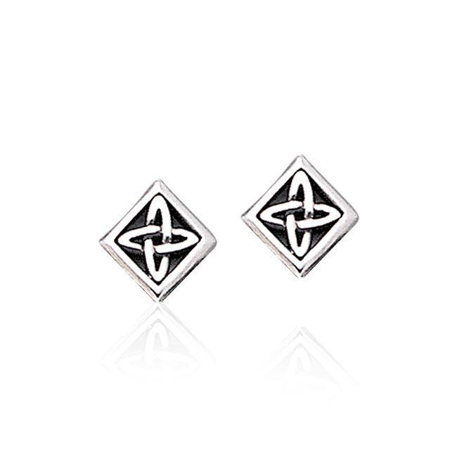 Celtic Knotwork Square Silver Post Earrings TER1810 by TER1810