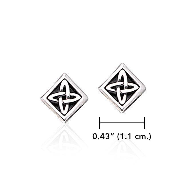 Celtic Knotwork Square Silver Post Earrings TER1810 by TER1810