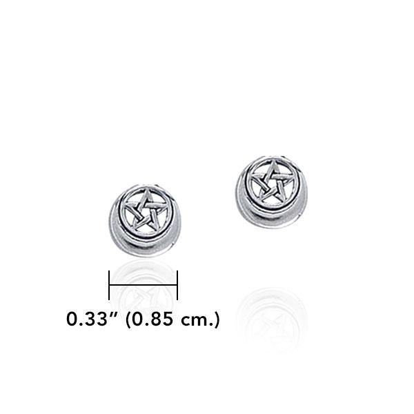 Five-Pointed Star and Crescent Moon Silver Post Earrings TER1816 by TER1816