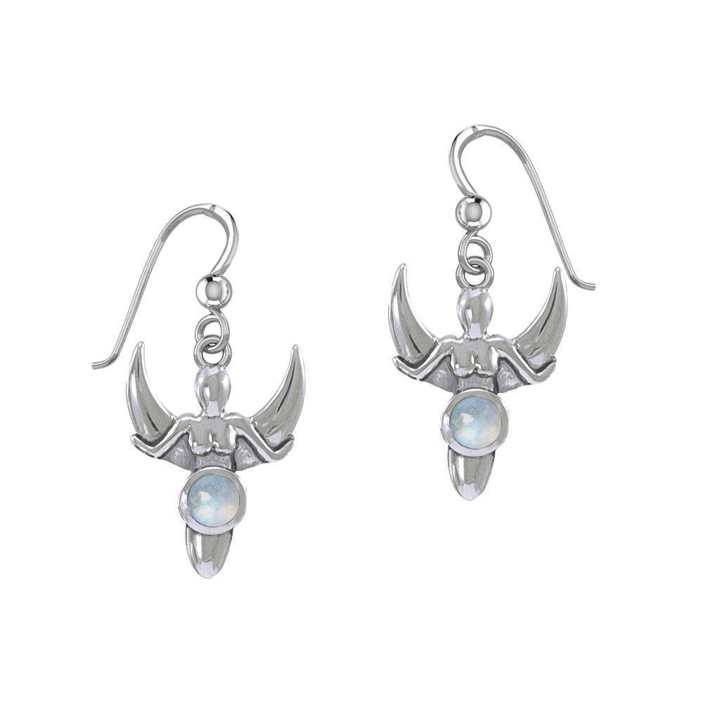 Goddess with Crescent Moon Silver Earrings with Gemstone TER1829