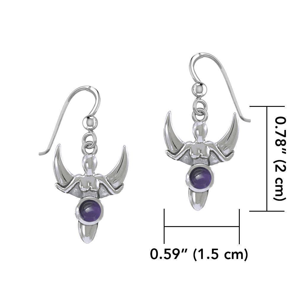 Goddess with Crescent Moon Silver Earrings with Gemstone TER1829
