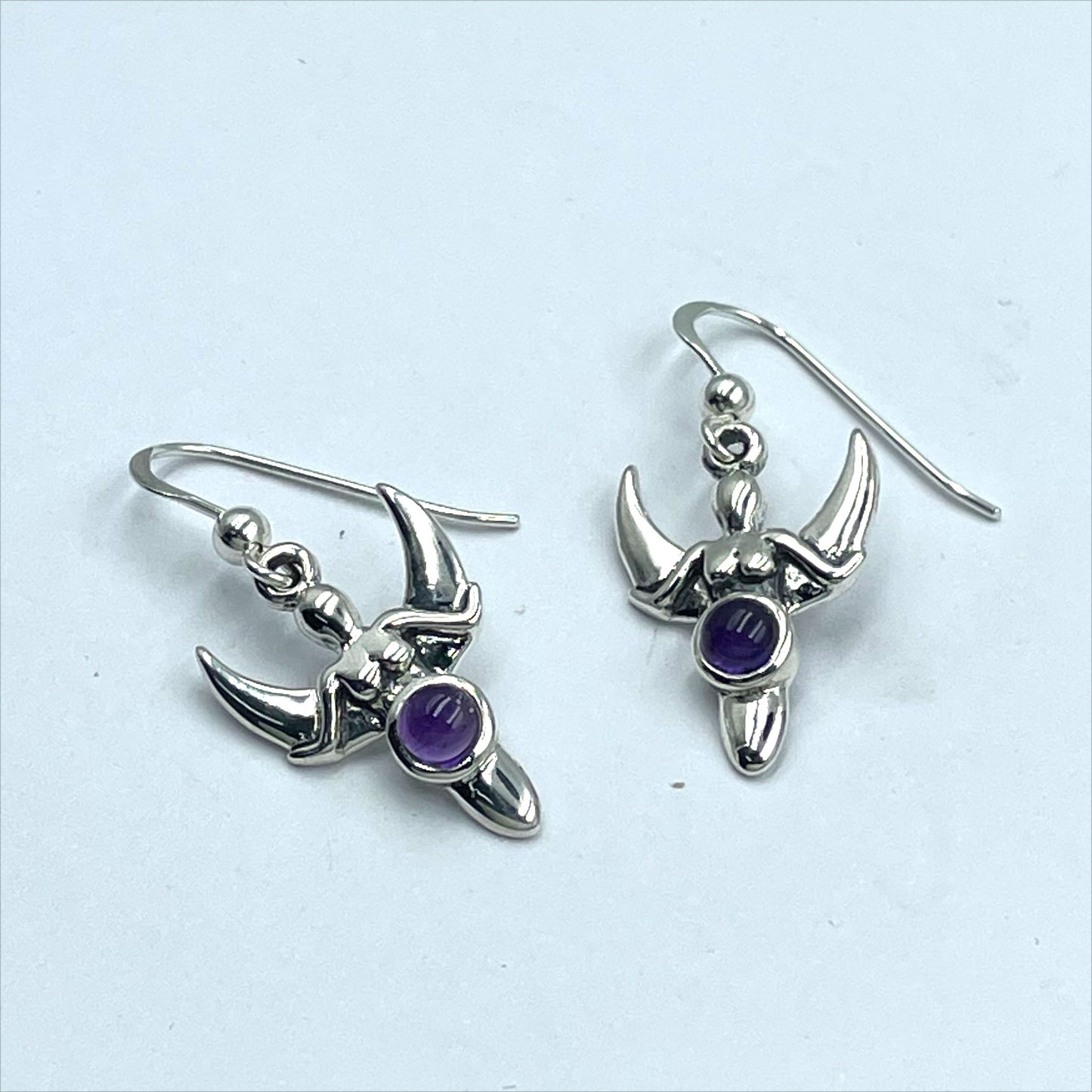 Goddess with Crescent Moon Silver Earrings with Gemstone TER1829