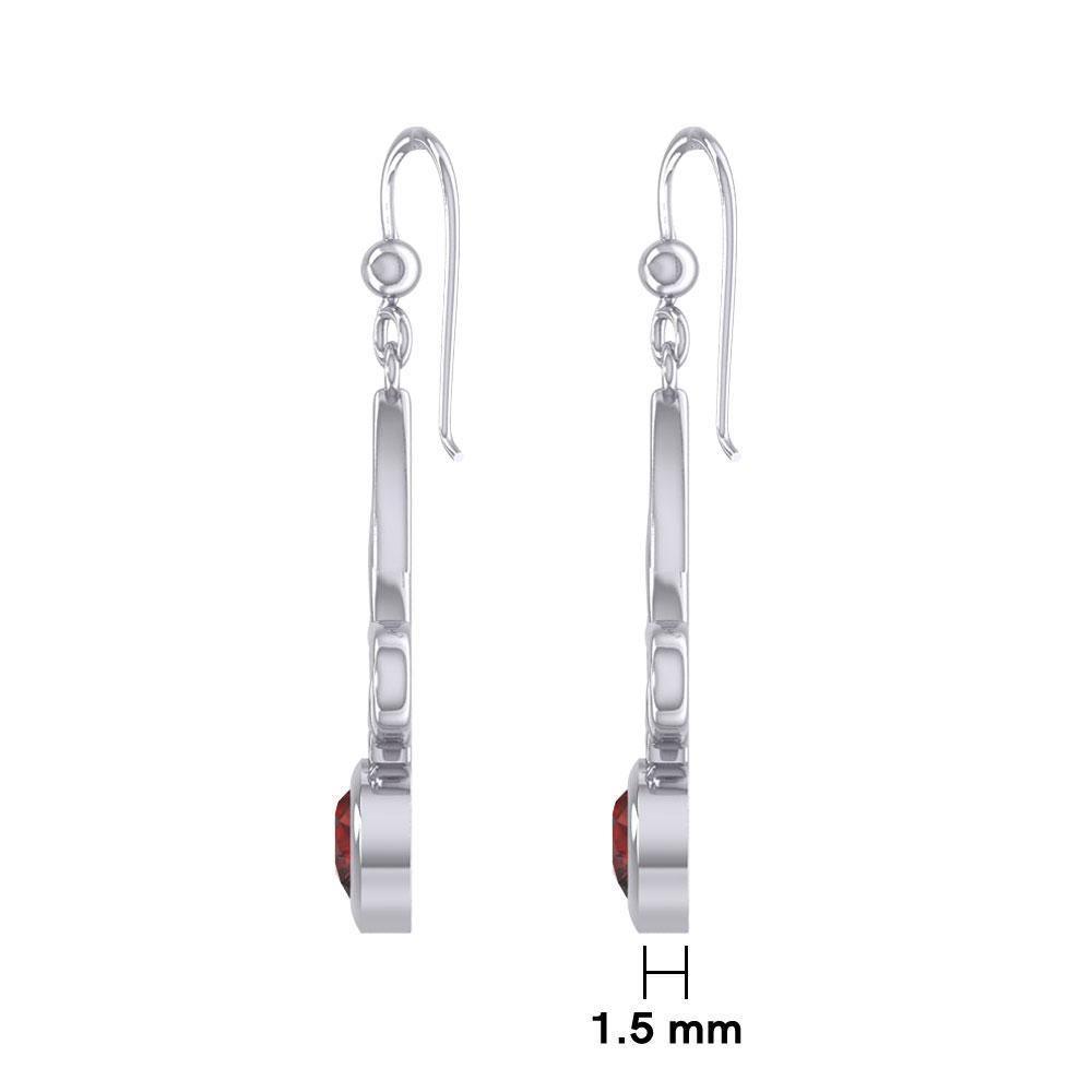 Celtic Witches Knot Silver Earrings with Heart Gemstone TER1830