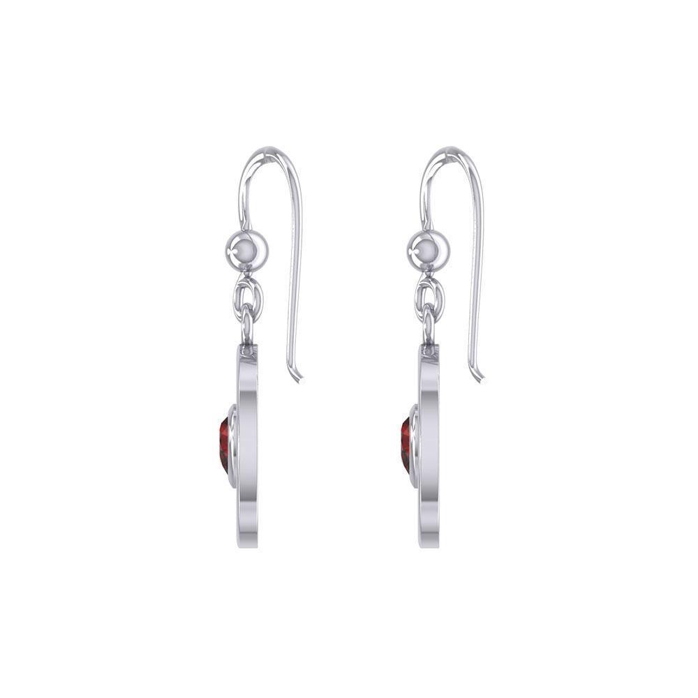 Peace Silver Earrings with Heart Gemstone TER1836