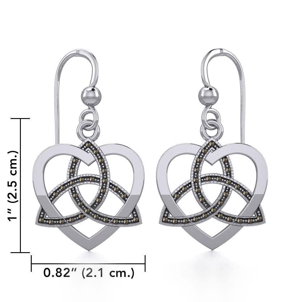 Marcasite Trinity in Heart Silver Earrings TER1839