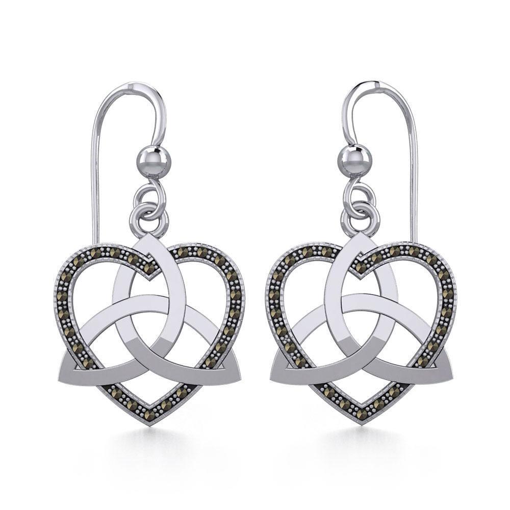 Trinity in Marcasite Heart Silver Earrings TER1840