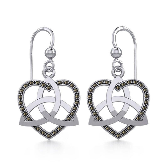 Trinity in Marcasite Heart Silver Earrings TER1840