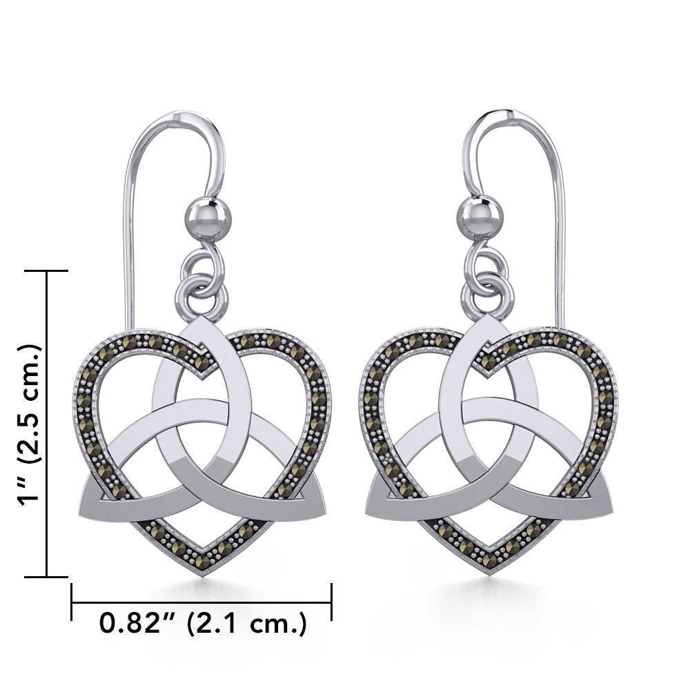 Trinity in Marcasite Heart Silver Earrings TER1840