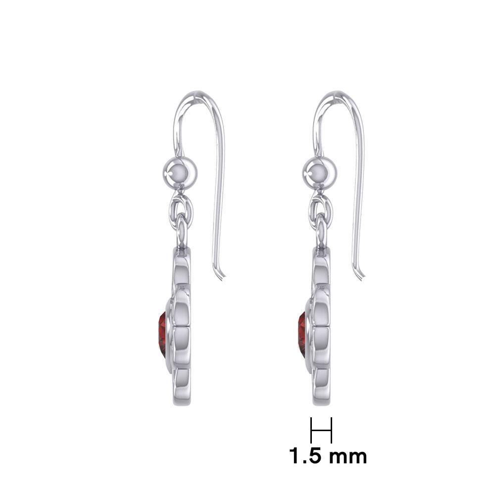 Celtic Knotwork Silver Earrings with Heart Gemstone TER1845
