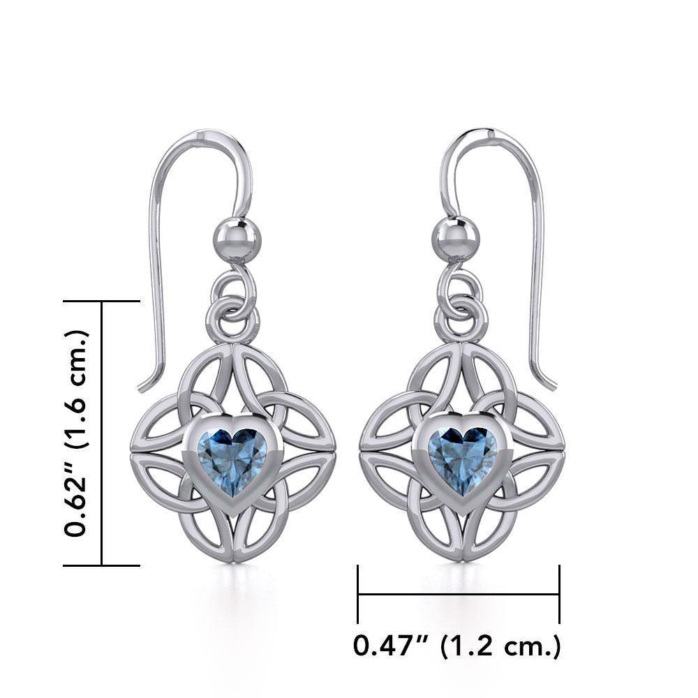 Celtic Knotwork Silver Earrings with Heart Gemstone TER1845