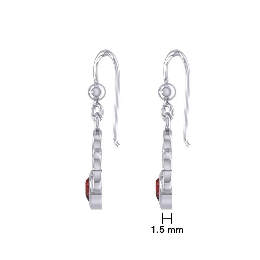 Celtic Knotwork Silver Earrings with Heart Gemstone TER1846