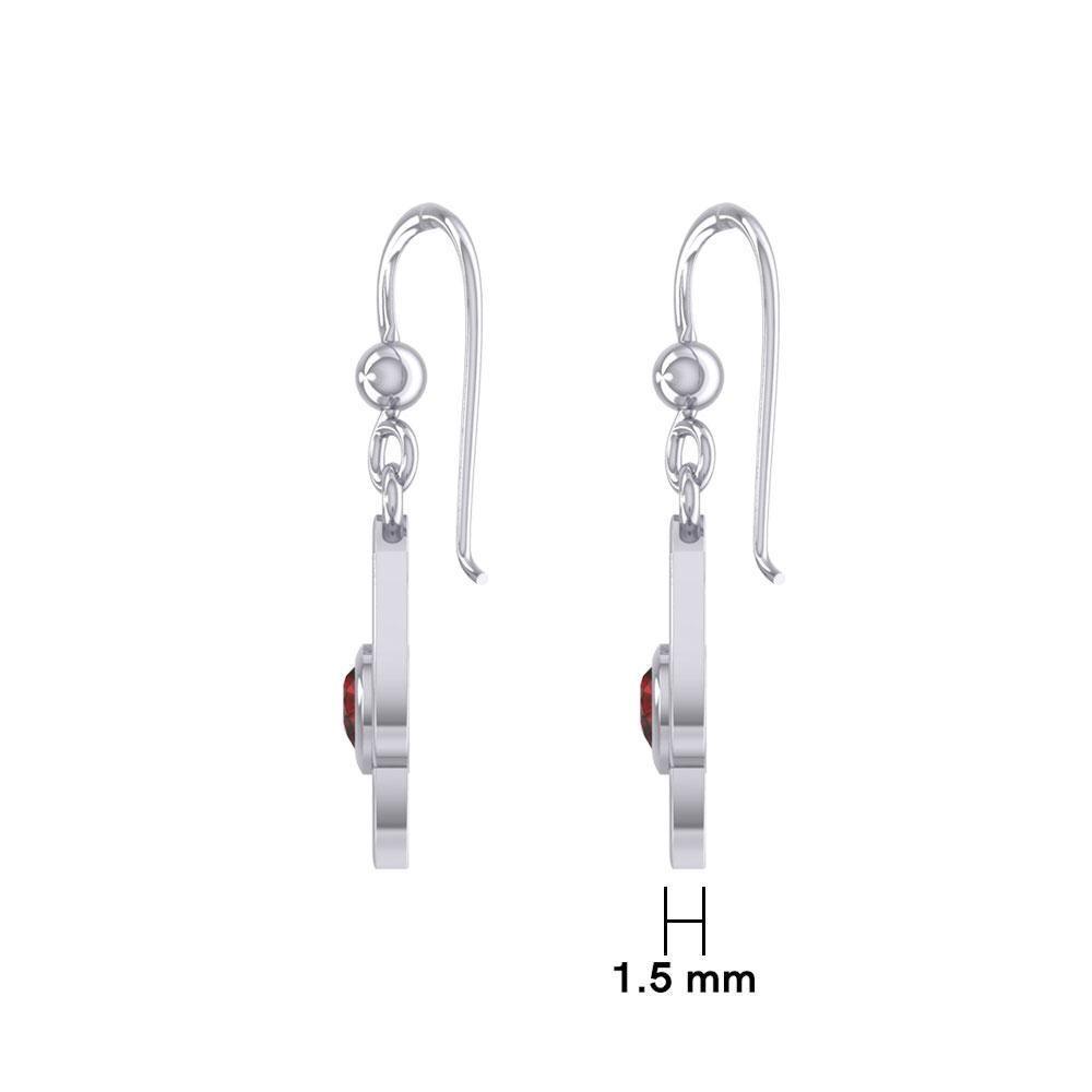 Celtic Knotwork Silver Earrings with Heart Gemstone TER1847