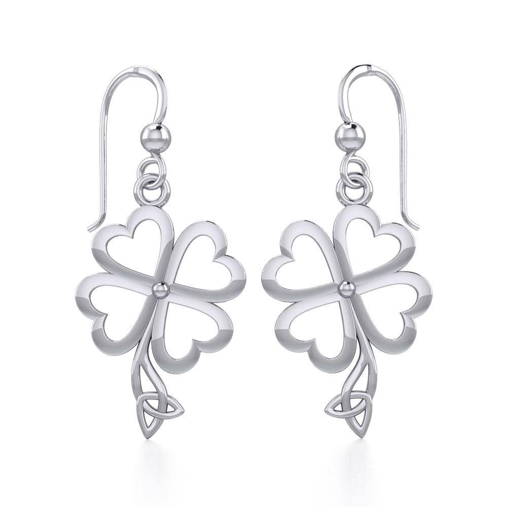 Four Leaf Clover with Trinity Knot Silver Earrings TER1848