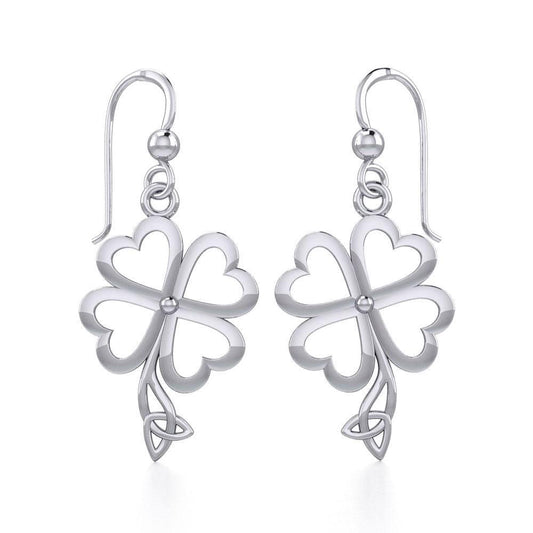 Four Leaf Clover with Trinity Knot Silver Earrings TER1848