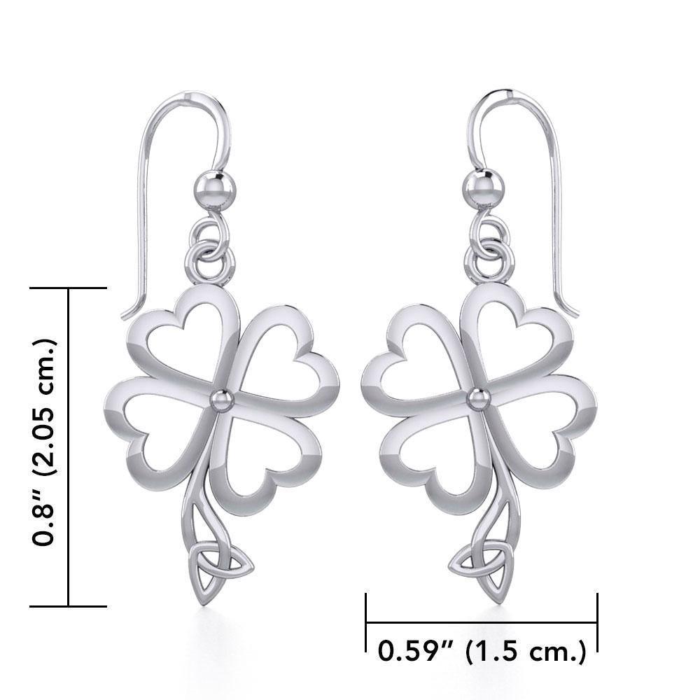 Four Leaf Clover with Trinity Knot Silver Earrings TER1848