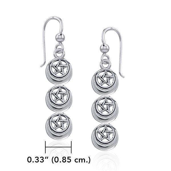 Triple Pentacle Silver Earrings TER1873