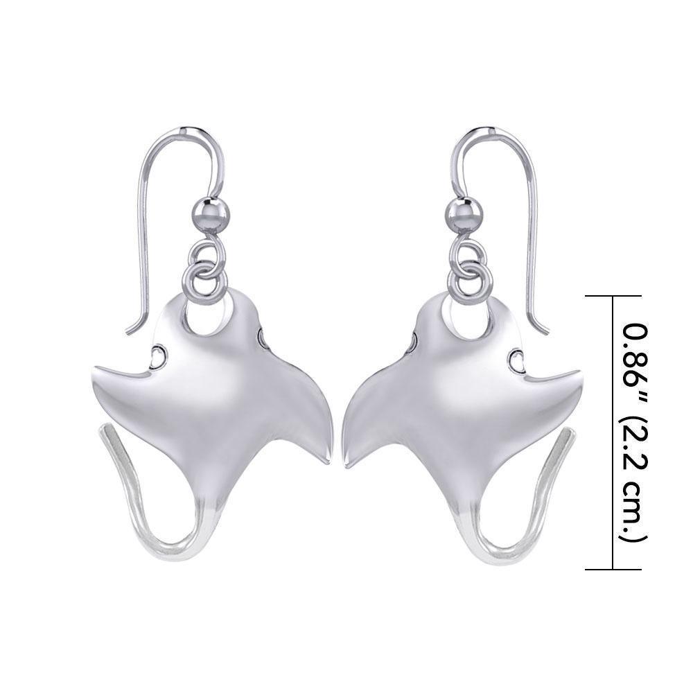 Small Manta Ray Silver Earrings TER1874