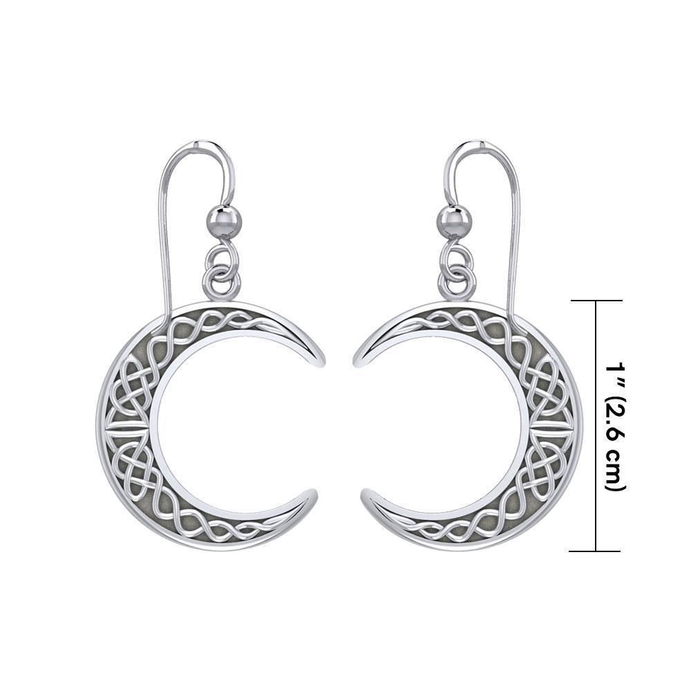 Large Celtic Crescent Moon Silver Earrings TER1879