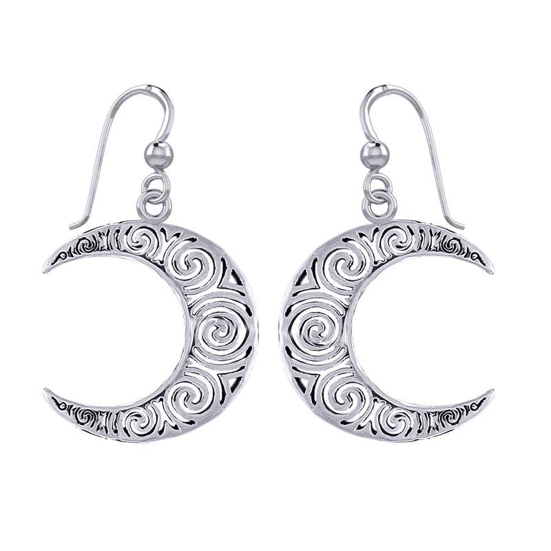 Brigid Ashwood Spiral Crescent Moon Sterling Silver Earrings TER1895