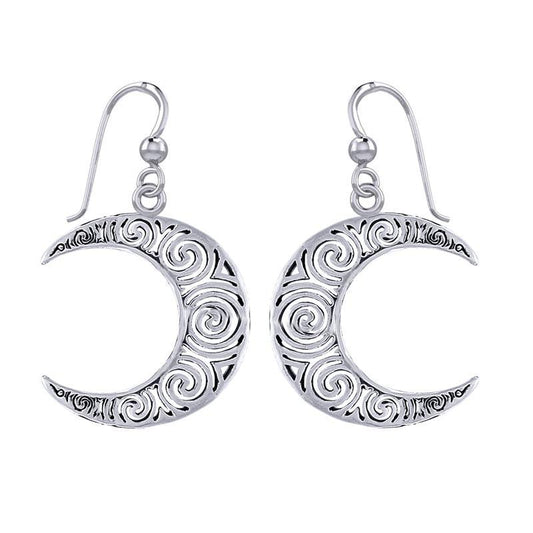 Brigid Ashwood Spiral Crescent Moon Sterling Silver Earrings TER1895