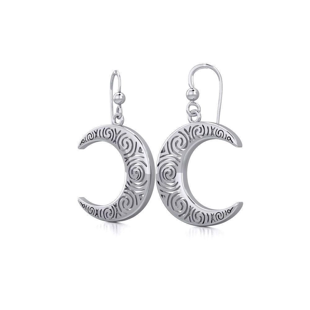 Spiral Crescent Moon Sterling Silver Earrings TER1895