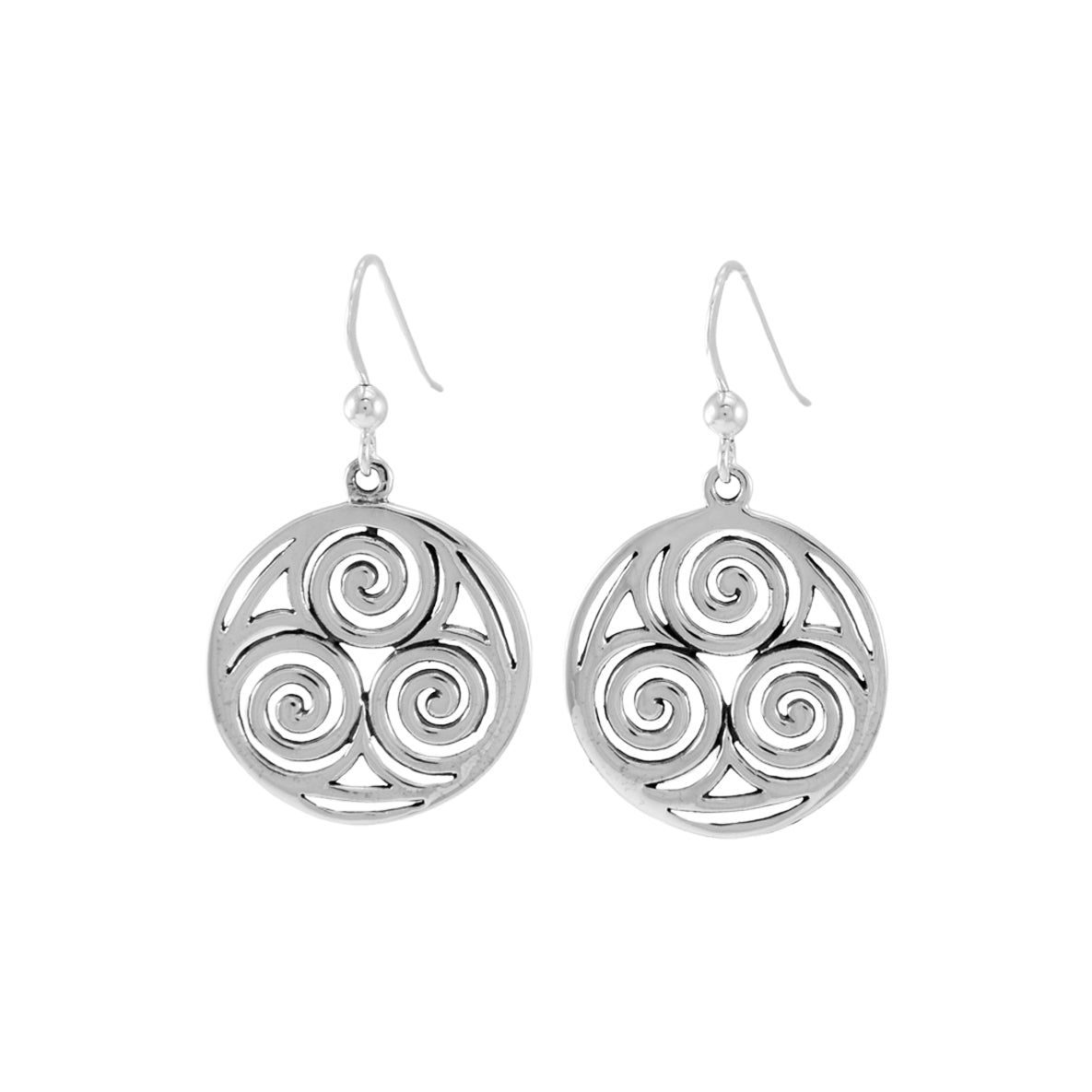 Triskelion Spiral Sterling Silver Earrings TER1900*