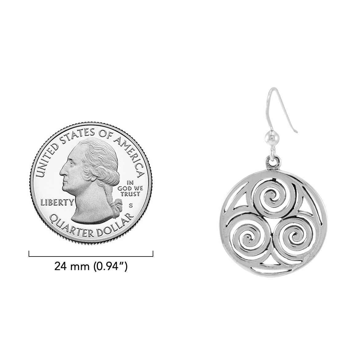 Triskelion Spiral Sterling Silver Earrings TER1900*